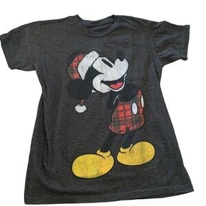 DISNEY Christmas Mickey Mouse kids size large grey t-shirt